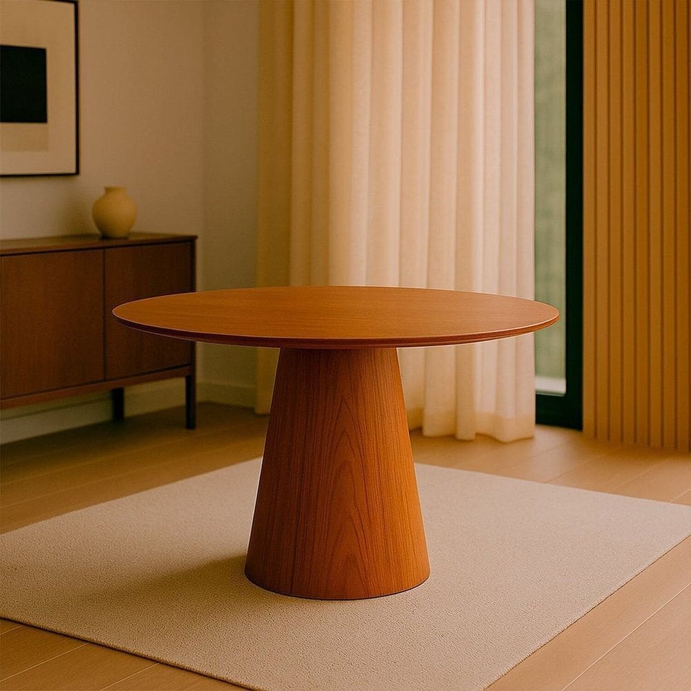 Mesa de Jantar Base Cone em Madeira Laminada 100cm Lyon Cinamomo