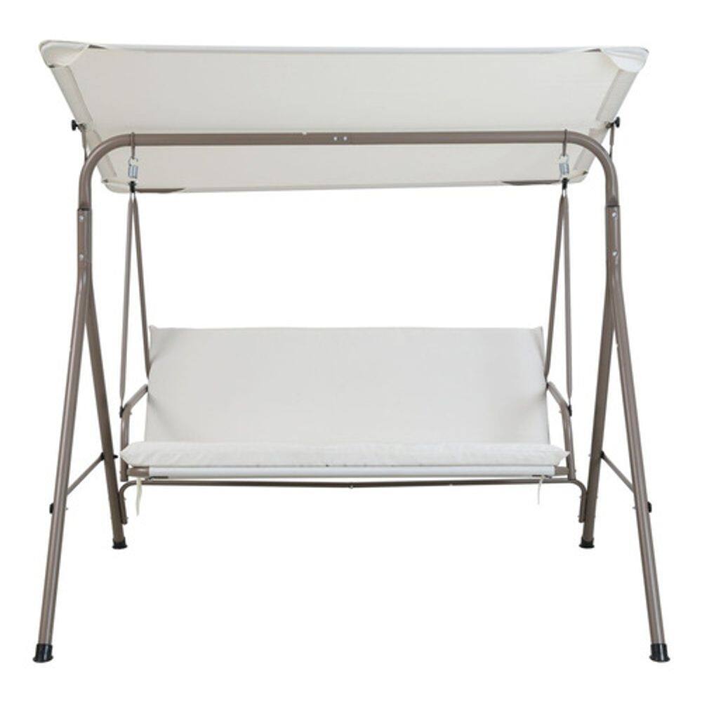 Cadeira De Balanco 3 Lugares Taupe 153x170 Cm Suporta 220 Kg