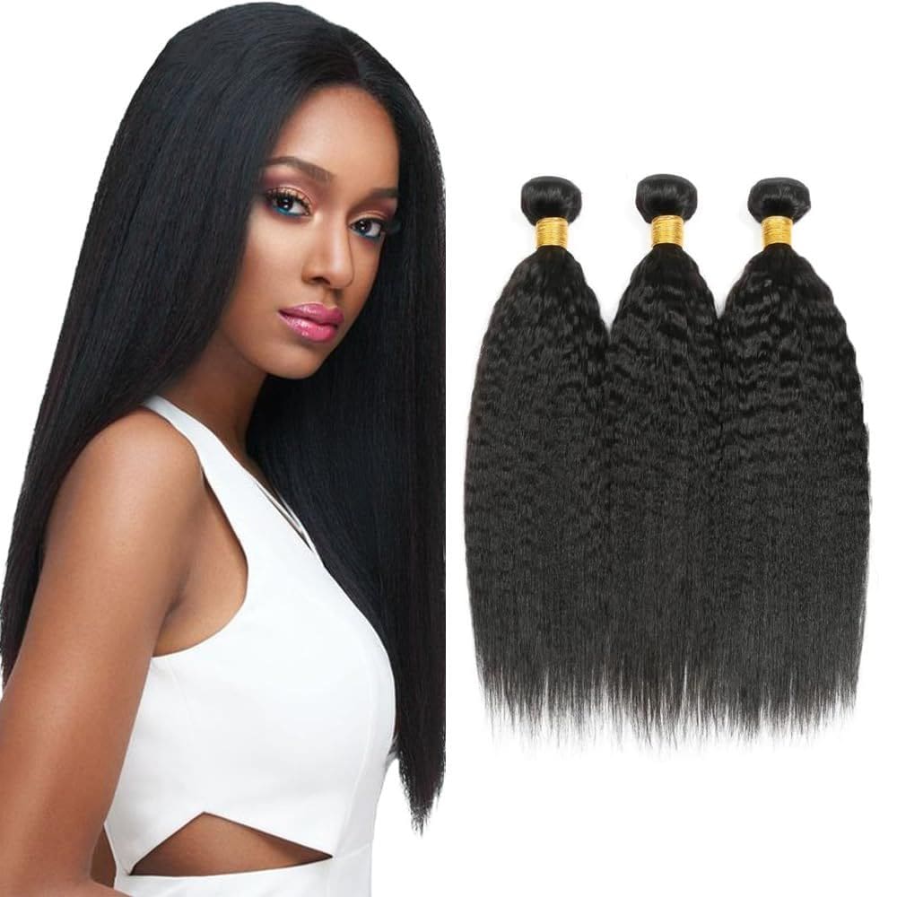 #1B Pacotes de cabelo humano NecVDCvs Kinky Straight 3 pacotes 26 cm 28 cm 30 cm