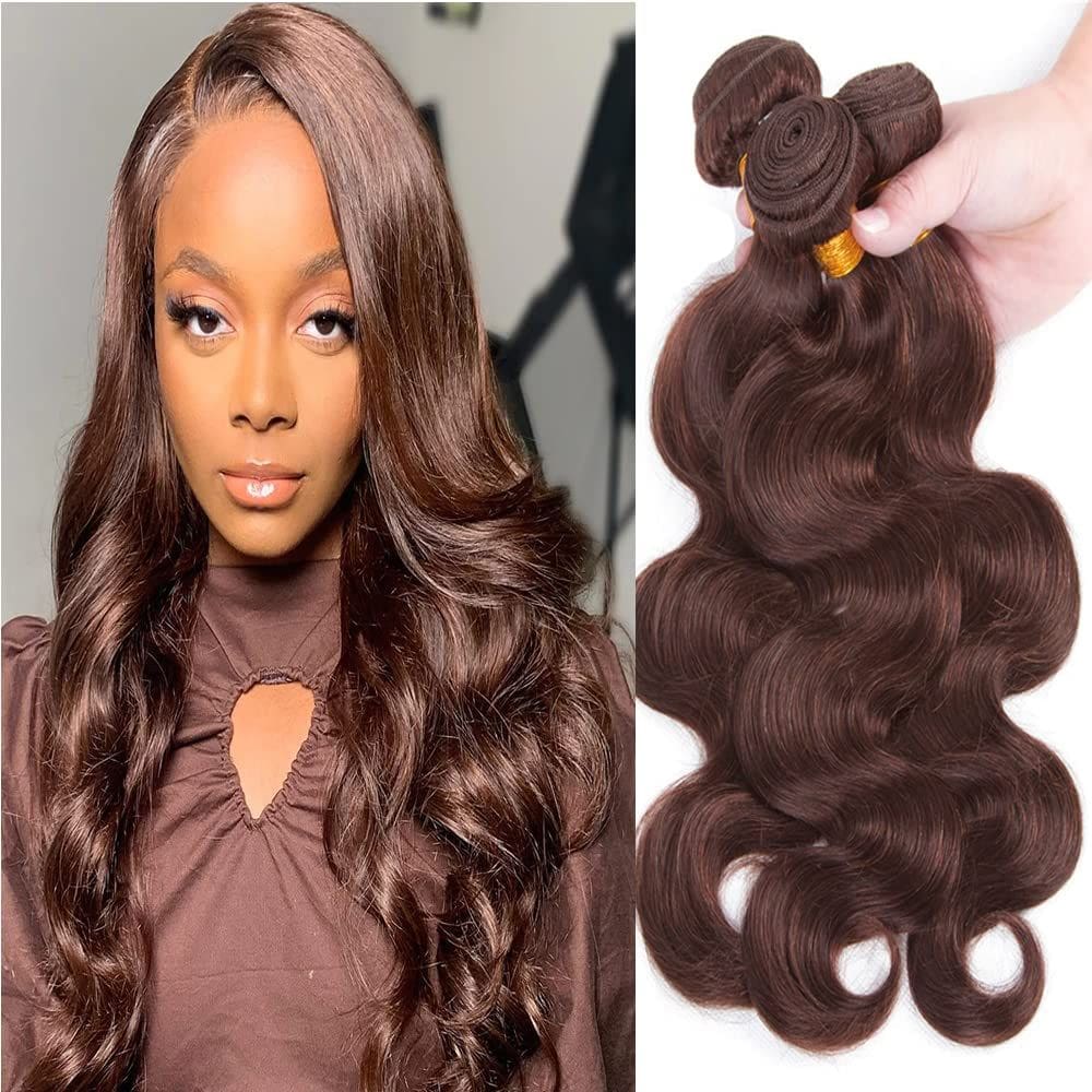 Pacotes de cabelo Yuksoocosh Chocolate Brown Body Wave 14-18