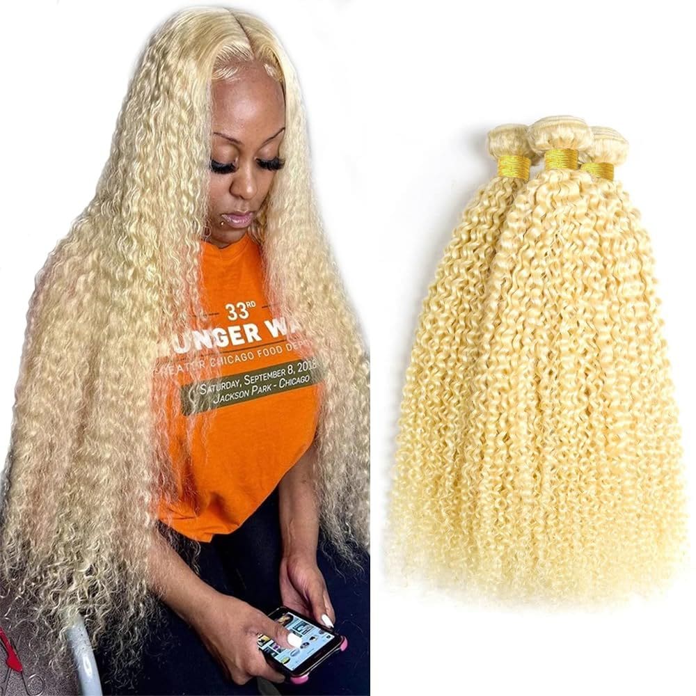 Extensões de cabelo Niciitysi Blonde 613 Kinky Curly 45-55cm