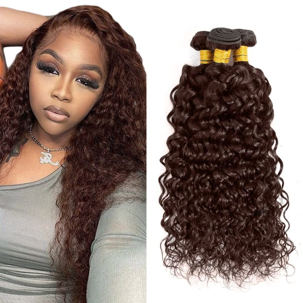 #4 Pacotes de cabelo humano Brown Brazilian Water Wave 3x26-30in