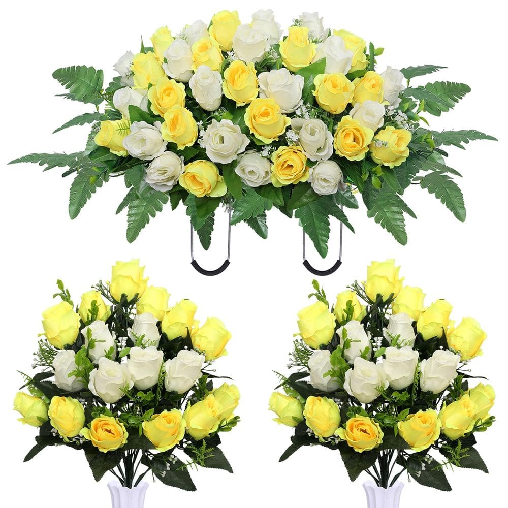 Buquê de rosas artificiais Hibsotco com selas de flores de cemitério