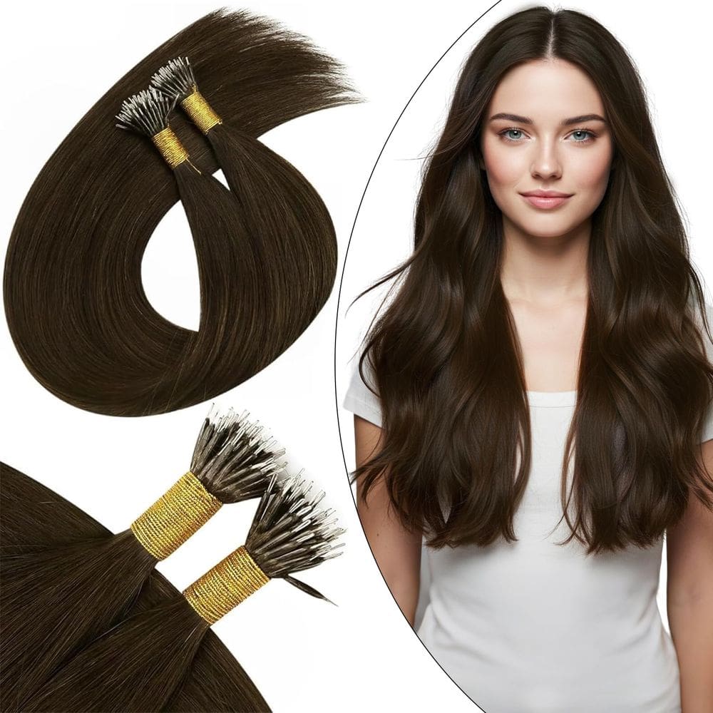 Extensões de cabelo Ugeat Nano Bead Chocolate Brown 22\" 50g