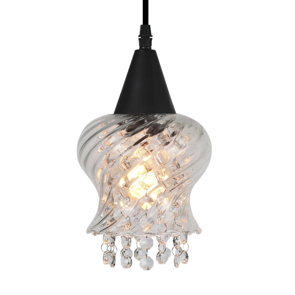 Lustre Pendente Taschibra Cristal Aisha Rigato E27 Transparente Bivolt Preto