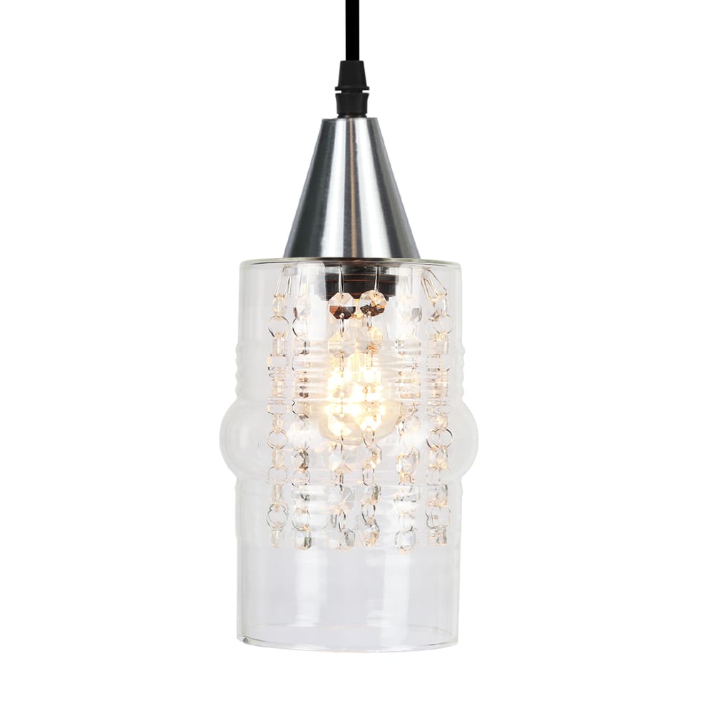 Lustre Pendente Taschibra Cristal Ali Liso E27 Transparente Bivolt Prata