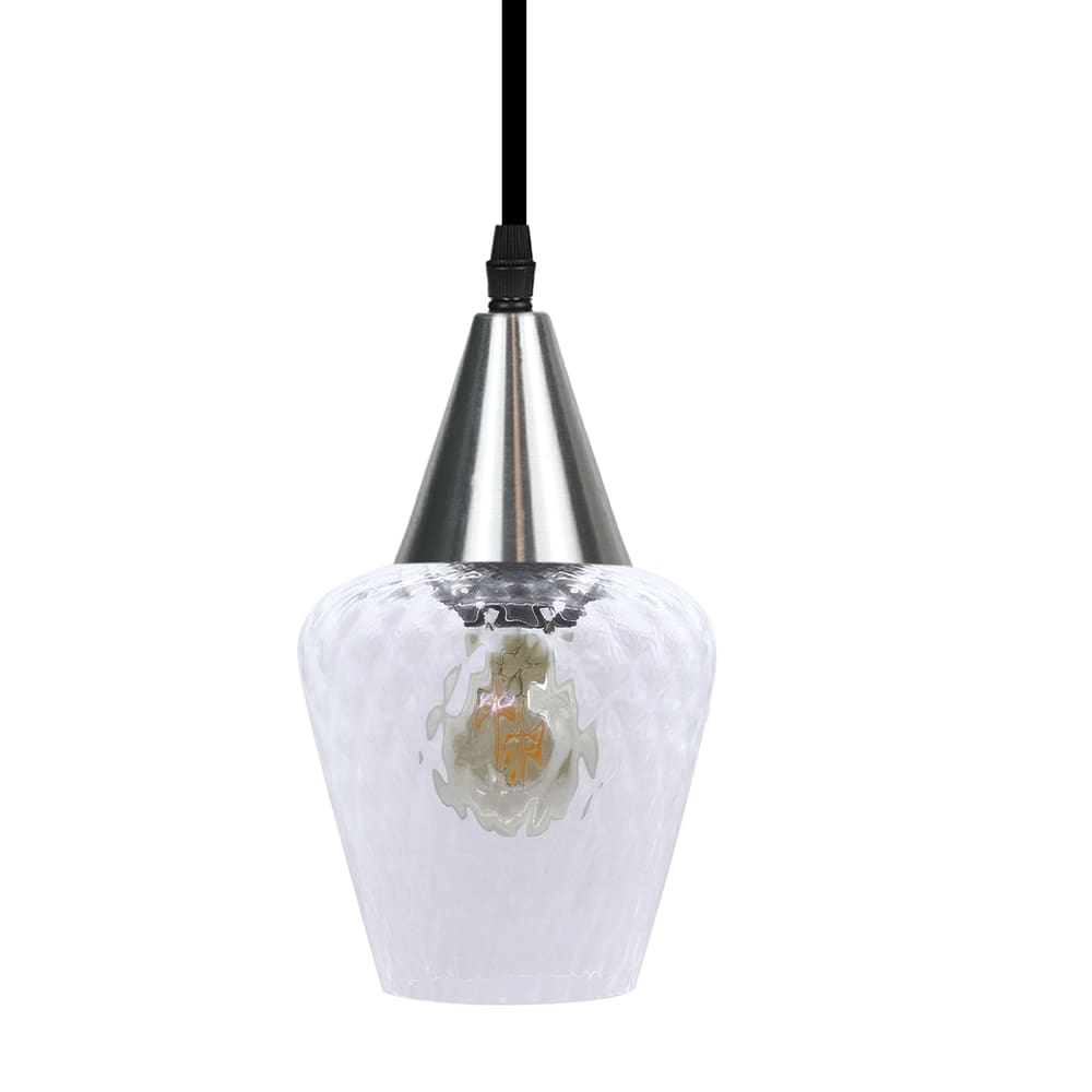 Lustre Pendente Taschibra Monalisa PP Boreal Transparente E27 Bivolt Prata