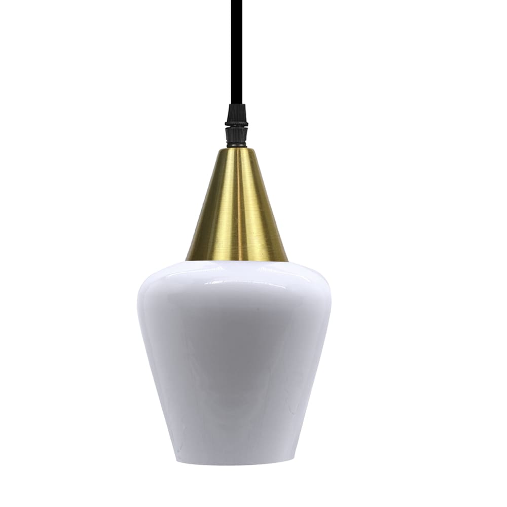 Lustre Pendente Taschibra Monalisa PP Branco Leitoso E27 Bivolt Ouro