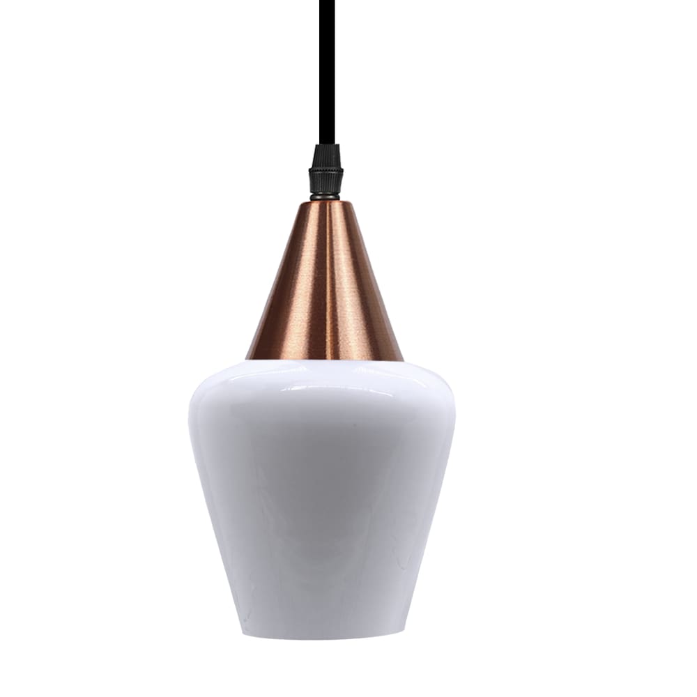 Lustre Pendente Taschibra Monalisa PP Branco Leitoso E27 Bivolt Cobre