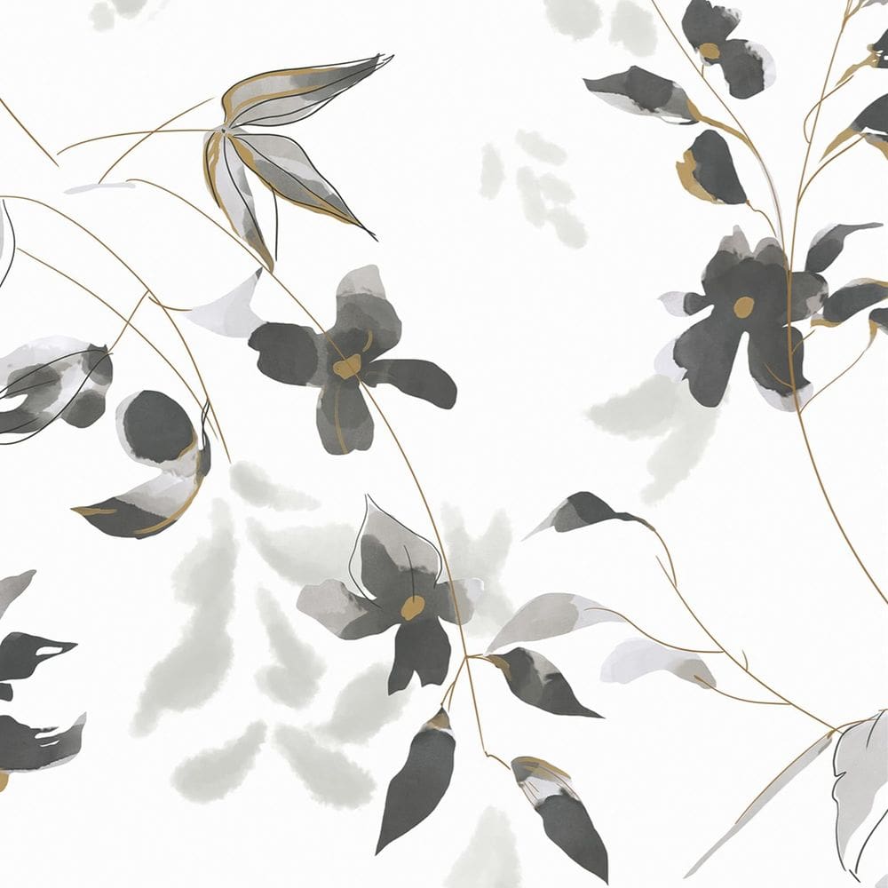 Papel de parede HeloHo Black Ink Floral Peel and Stick 15,35m²