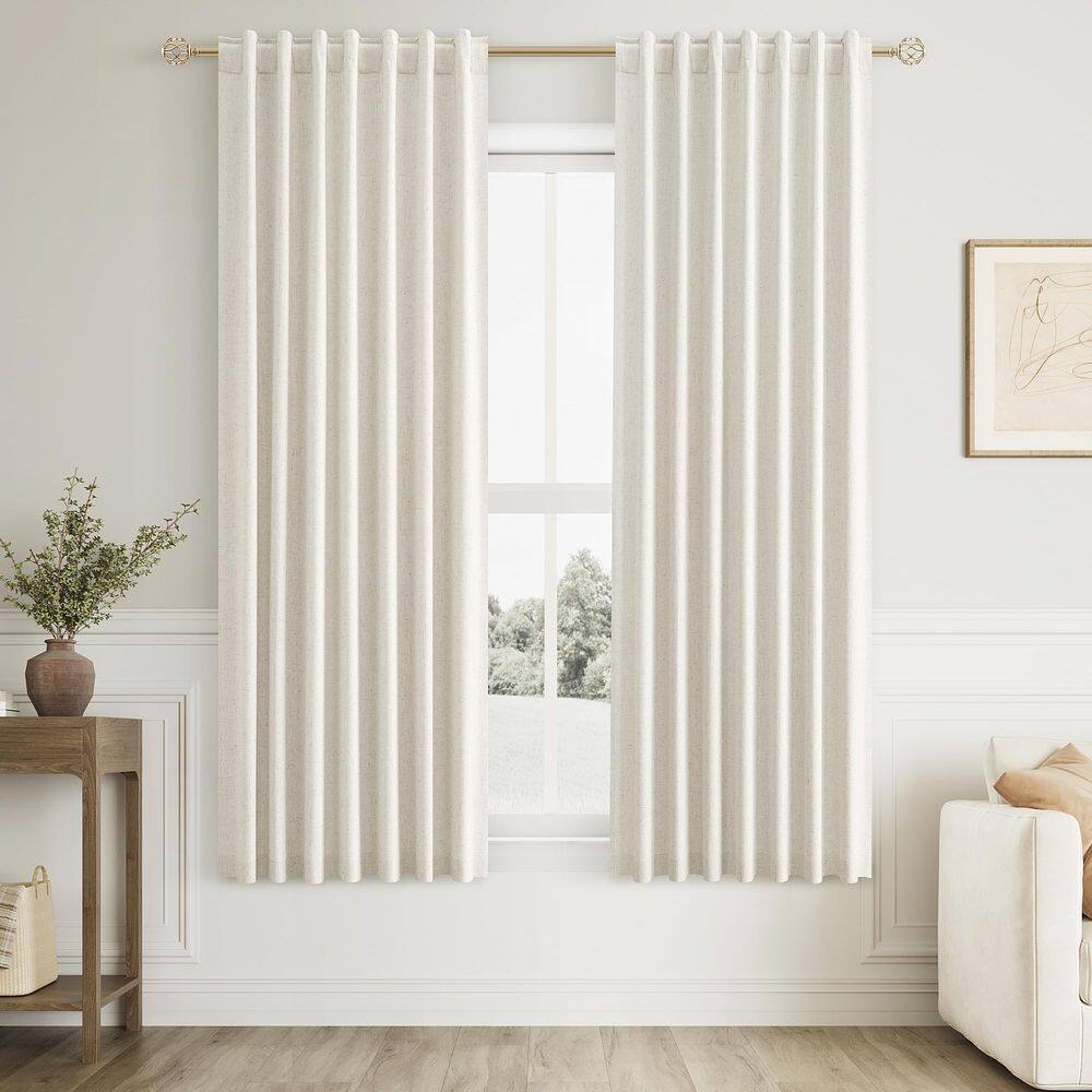 Conjunto de cortinas Guken Cream Linen Blackout, 152 cm de comprimento, 2 painéis