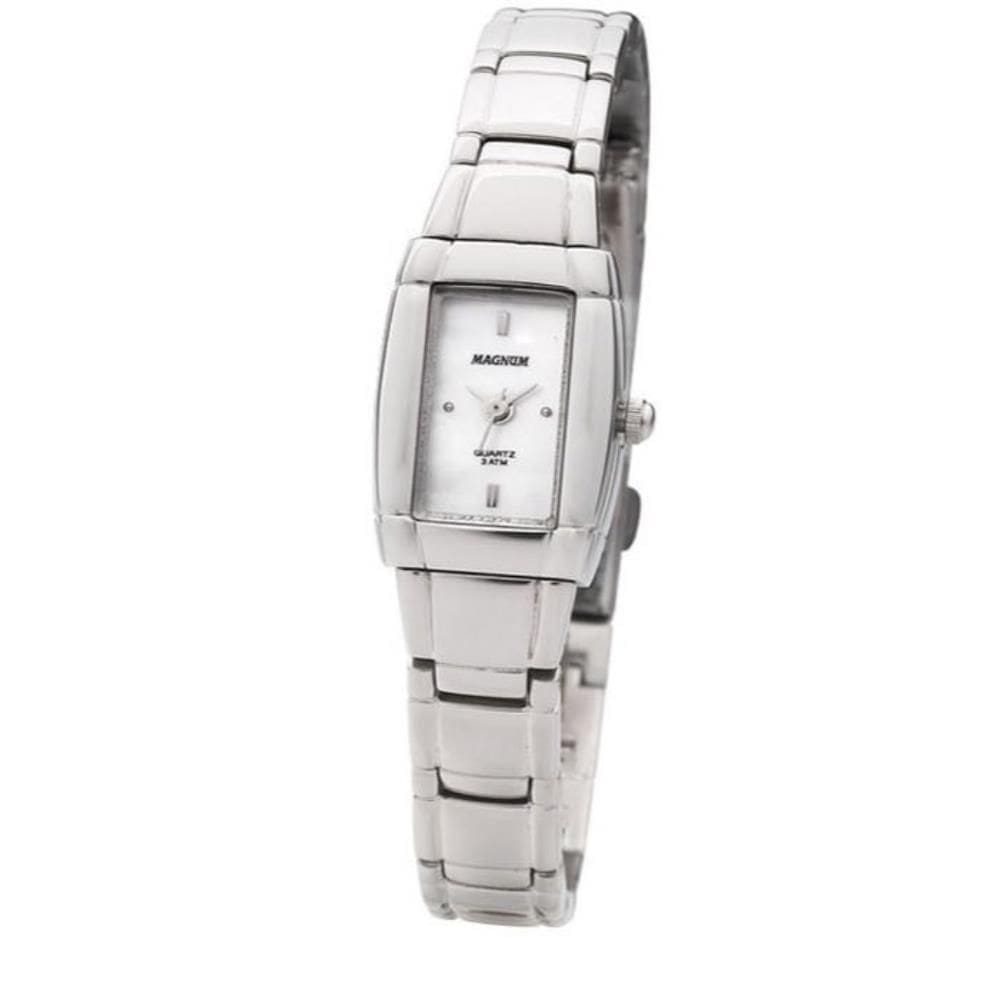 Relógio Magnum Feminino Ref: Ma28716q Retangular Prateado