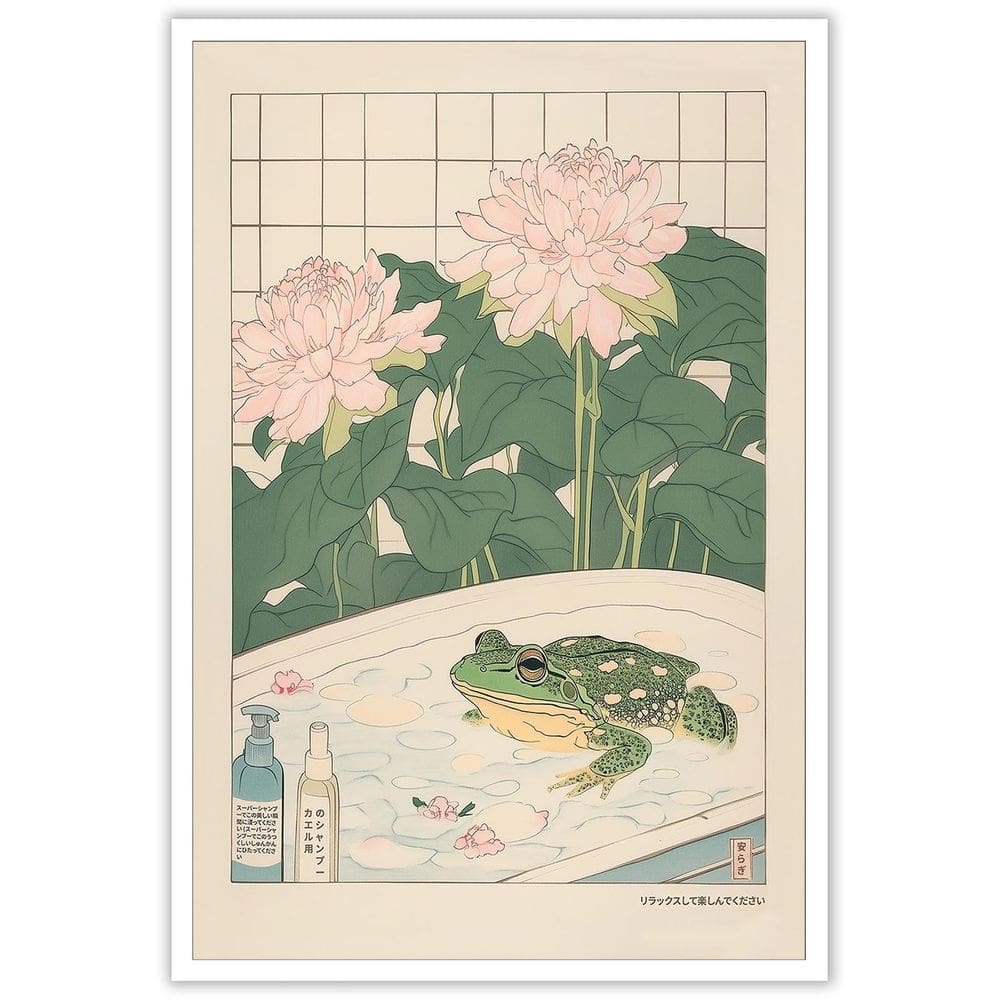 Pôster em tela Japanese Frog In Bathtub Wall Art 40x60cm