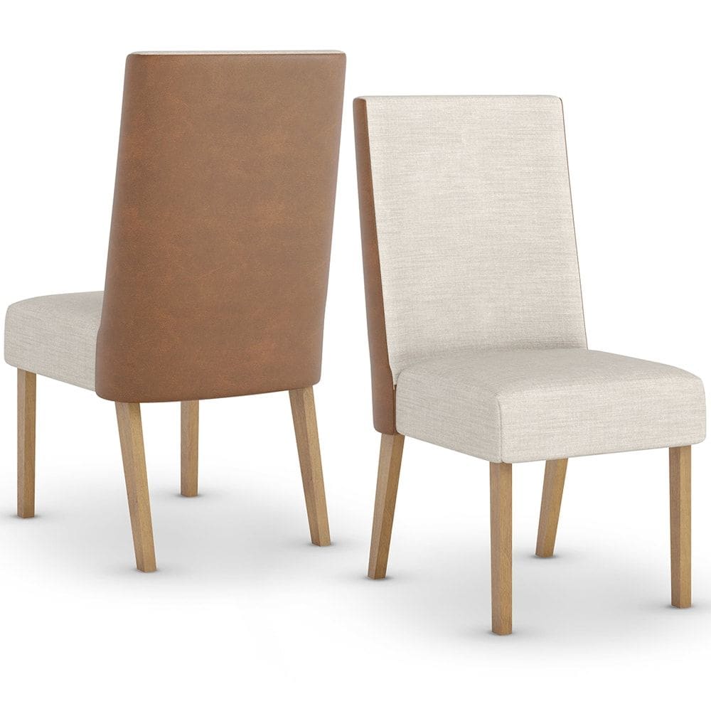Kit 2 Cadeiras Estofadas Anne Corano Caramelo Suede Linho Henn