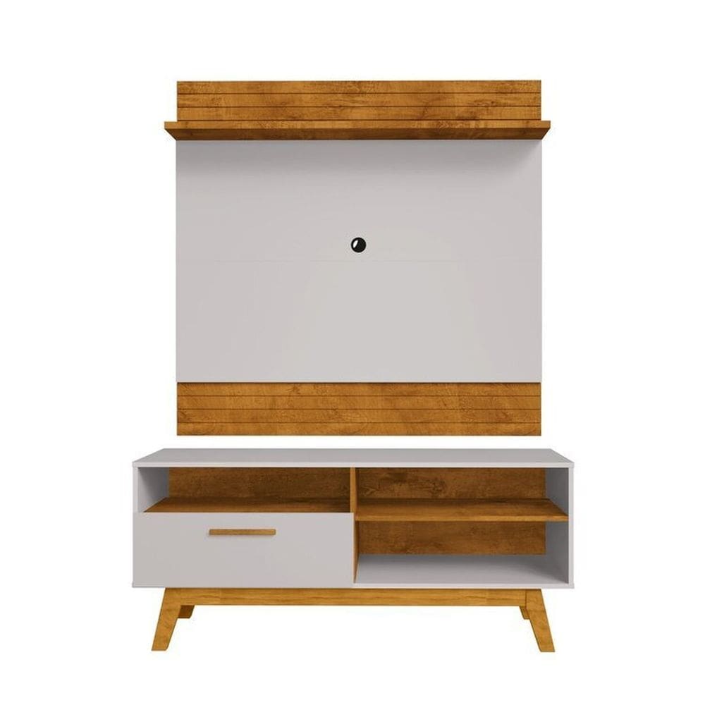 Painel Guaruja para Tv de até 55 Polegadas com Rack Paladio Naturalle/Off-White