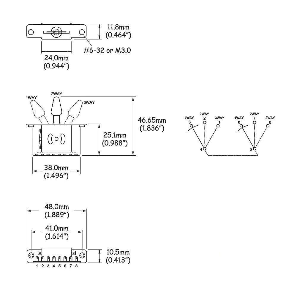 Chave Seletora De 3 Posições Spirit CST3-NON #6-32-CR/WH [F035]