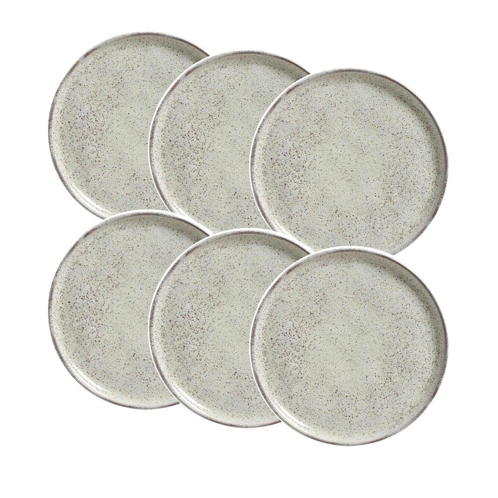 Conjunto de 6 Pratos Sobremesa Stoneware Bio Pistache 21cm - Porto Brasil