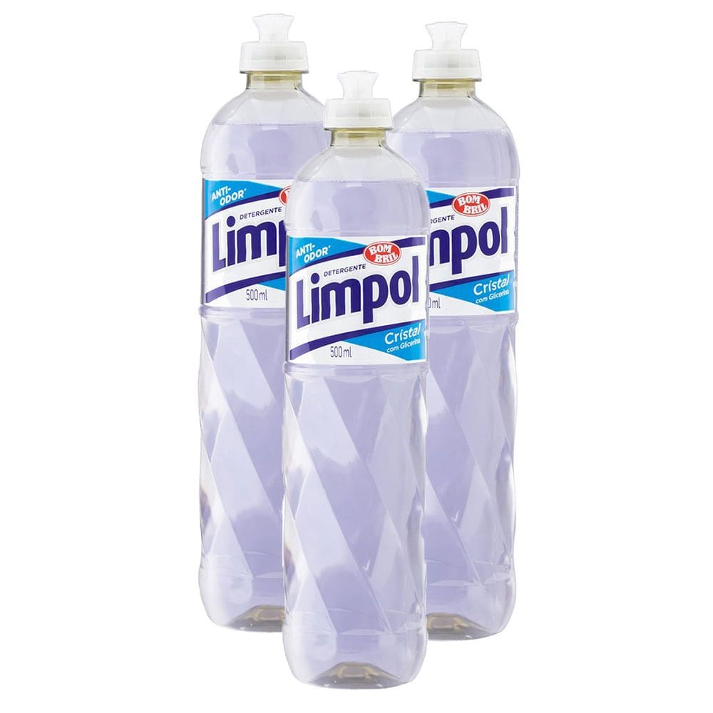 Kit 3X 500ml Detergente Bombril Limpol Cristal