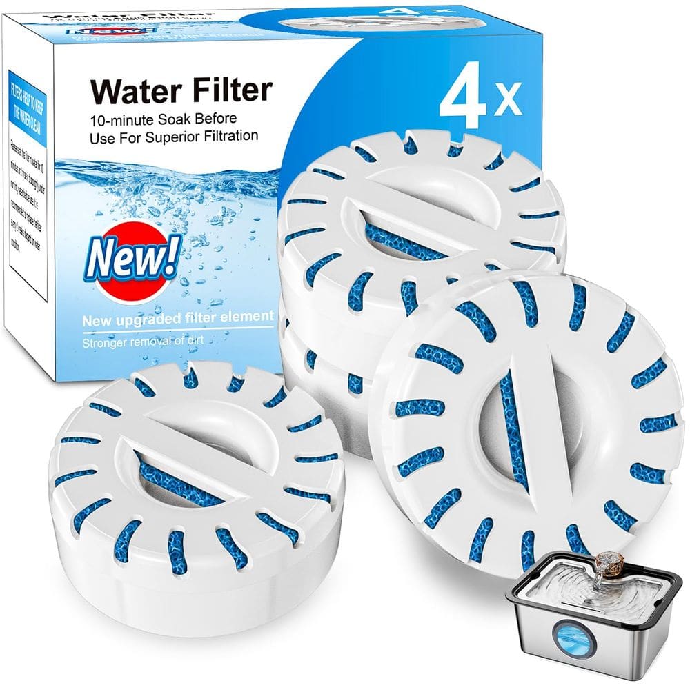 (Pacote com 4) Filtros de água de reposição para fonte de água para cães