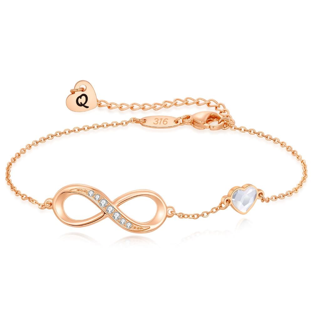 Pulseira CDE Rose Gold Initial Heart Infinity para mulheres