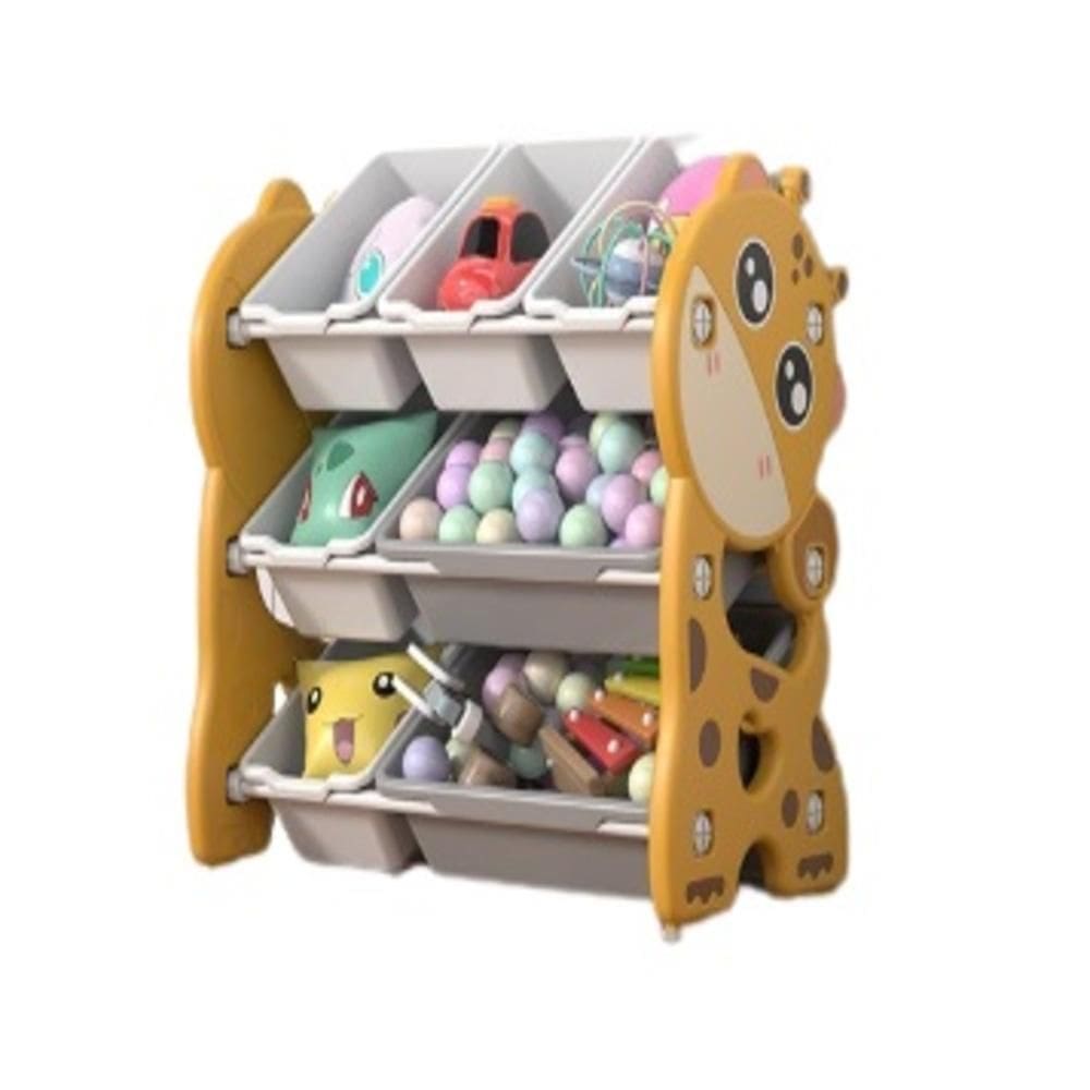 Estante Organizador Infantil Bau De Brinquedos 3 Prateleiras Porta Treco Multiuso Girafa Decorativo