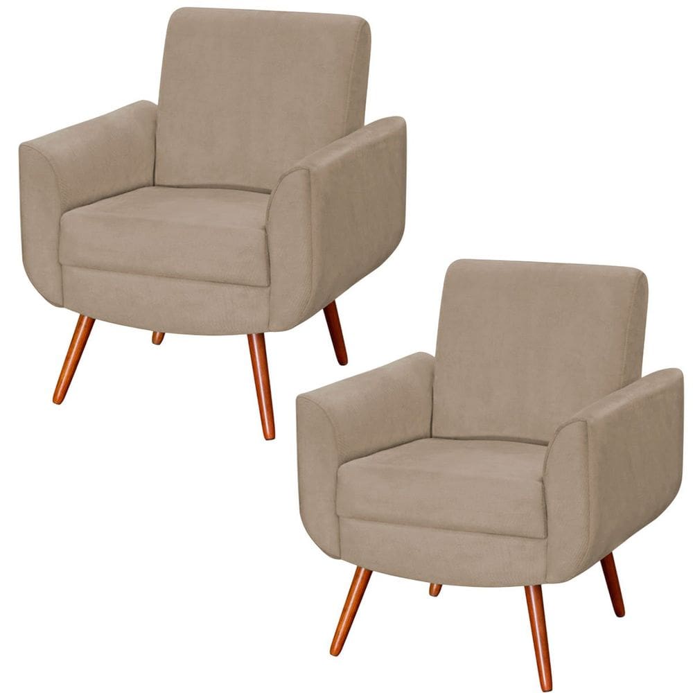 Kit 2 Poltronas para Sala e Escritório Pé Palito Milão