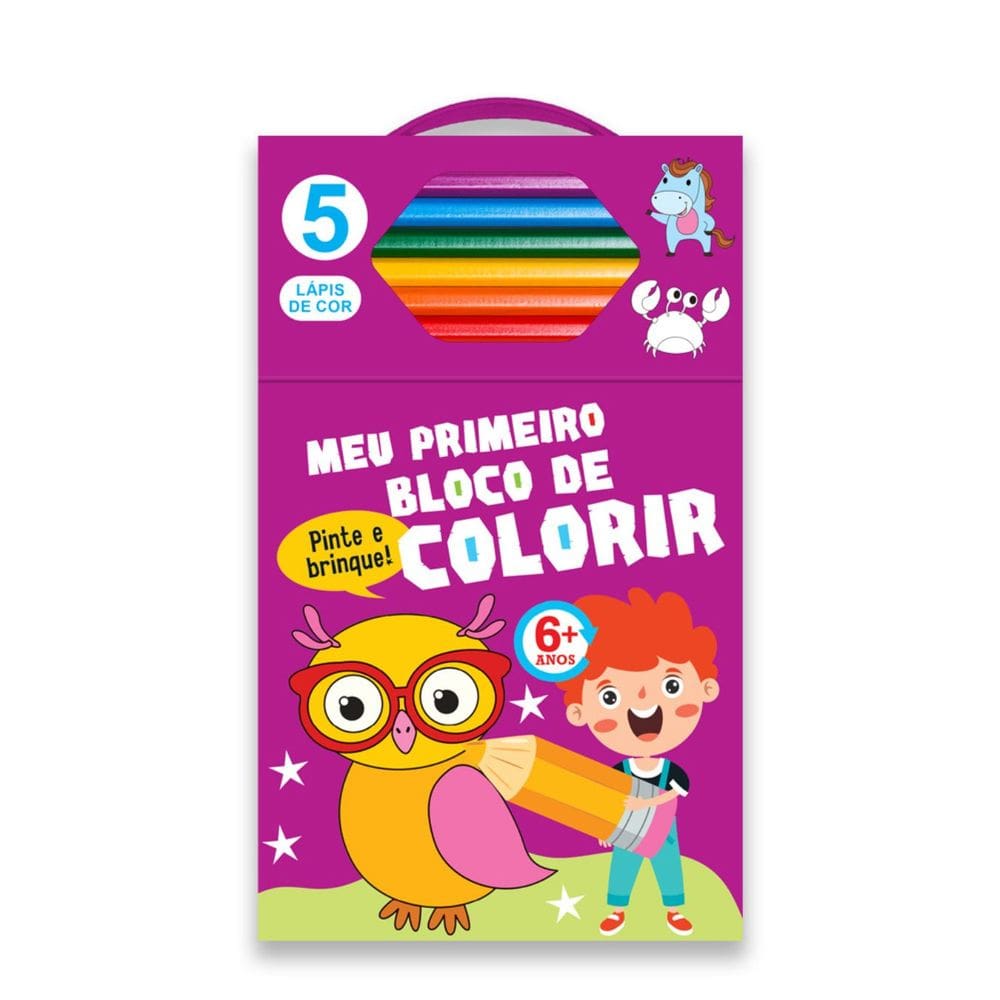 Livro de Colorir | Bloco de Colorir Roxo com 5 Lápis de Cor | Zastras