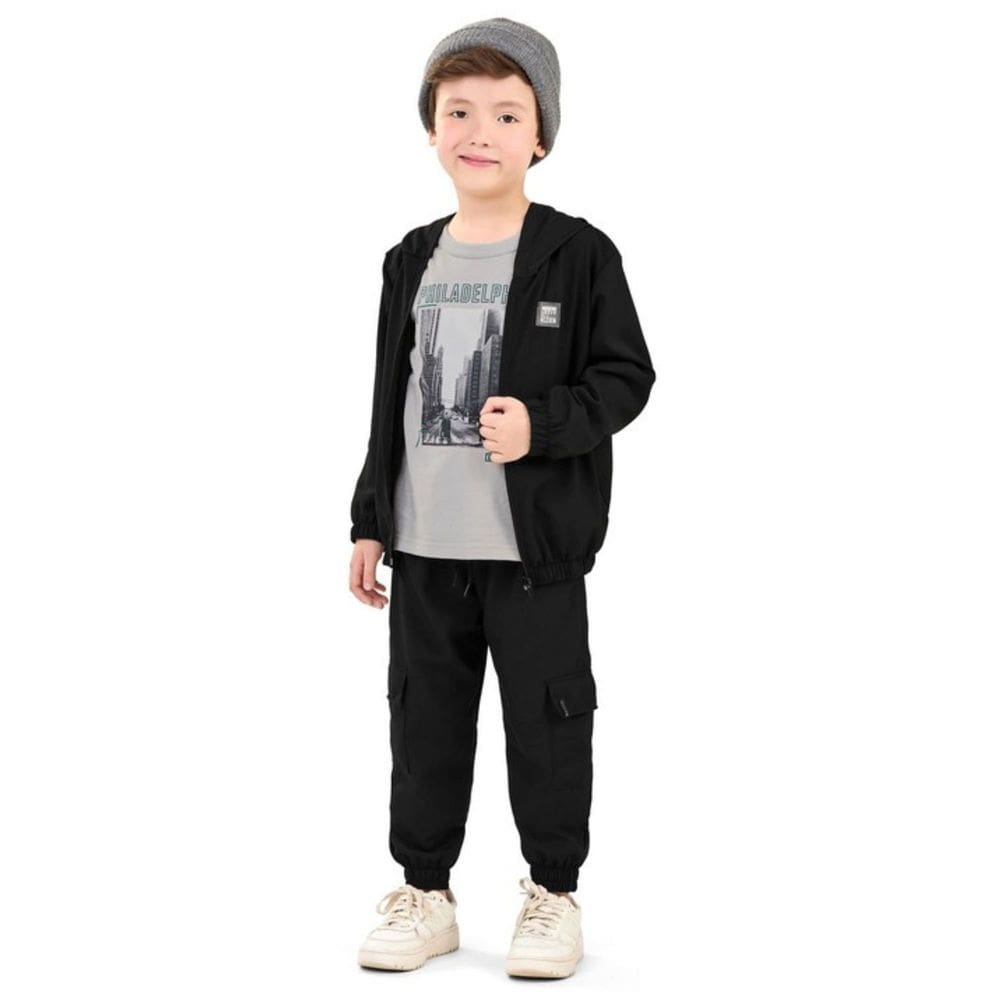 Jaqueta Juvenil Elian Menino Corta-Vento Microfibra Zíper