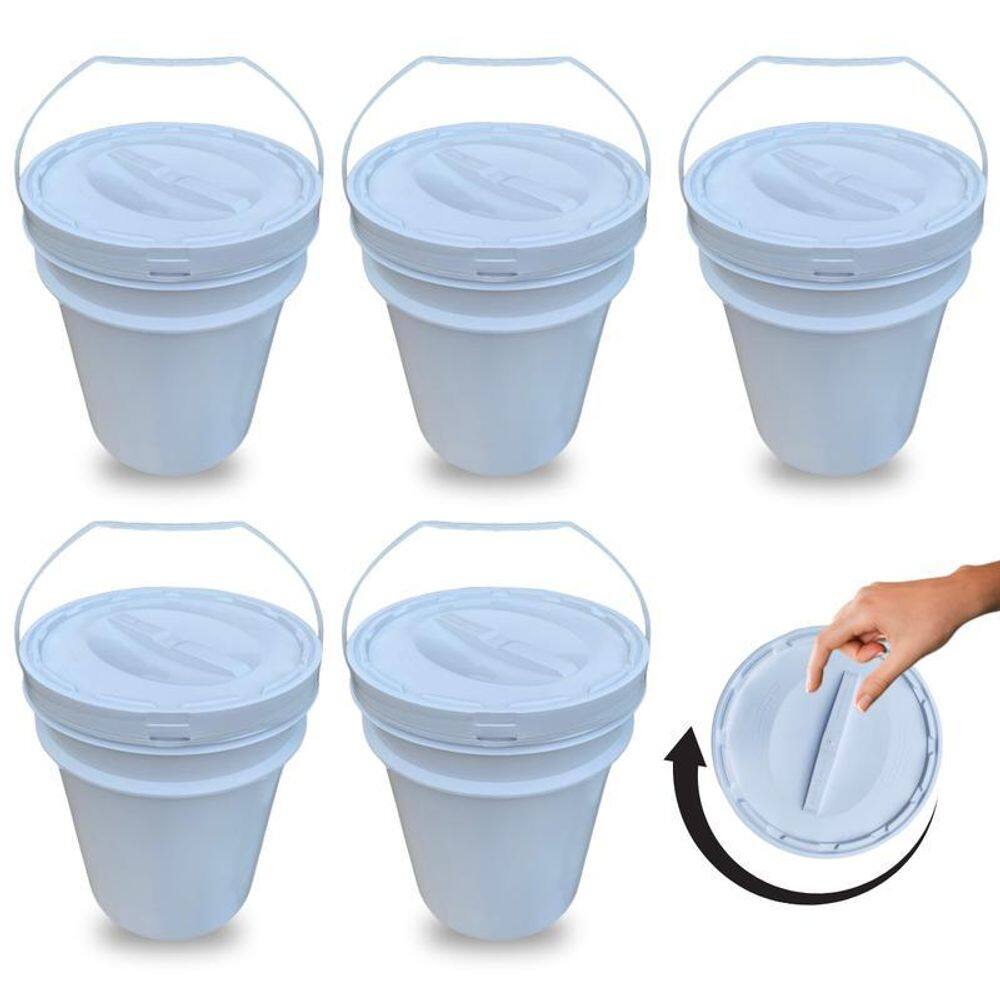 Balde Tampa De Rosquear Para Armazenar Ração - Kit 5 Pçs