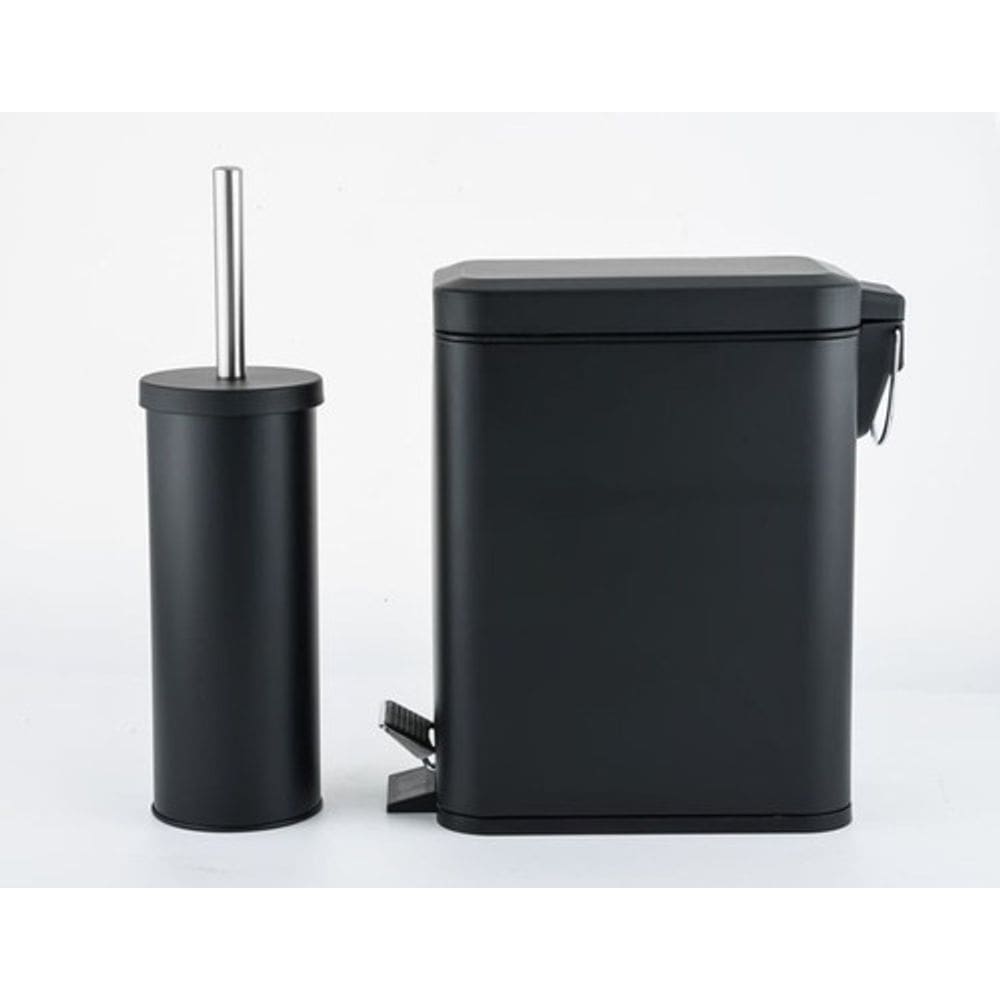 Kit Lixeira 5 Litros E Escova Sanitaria Preta
