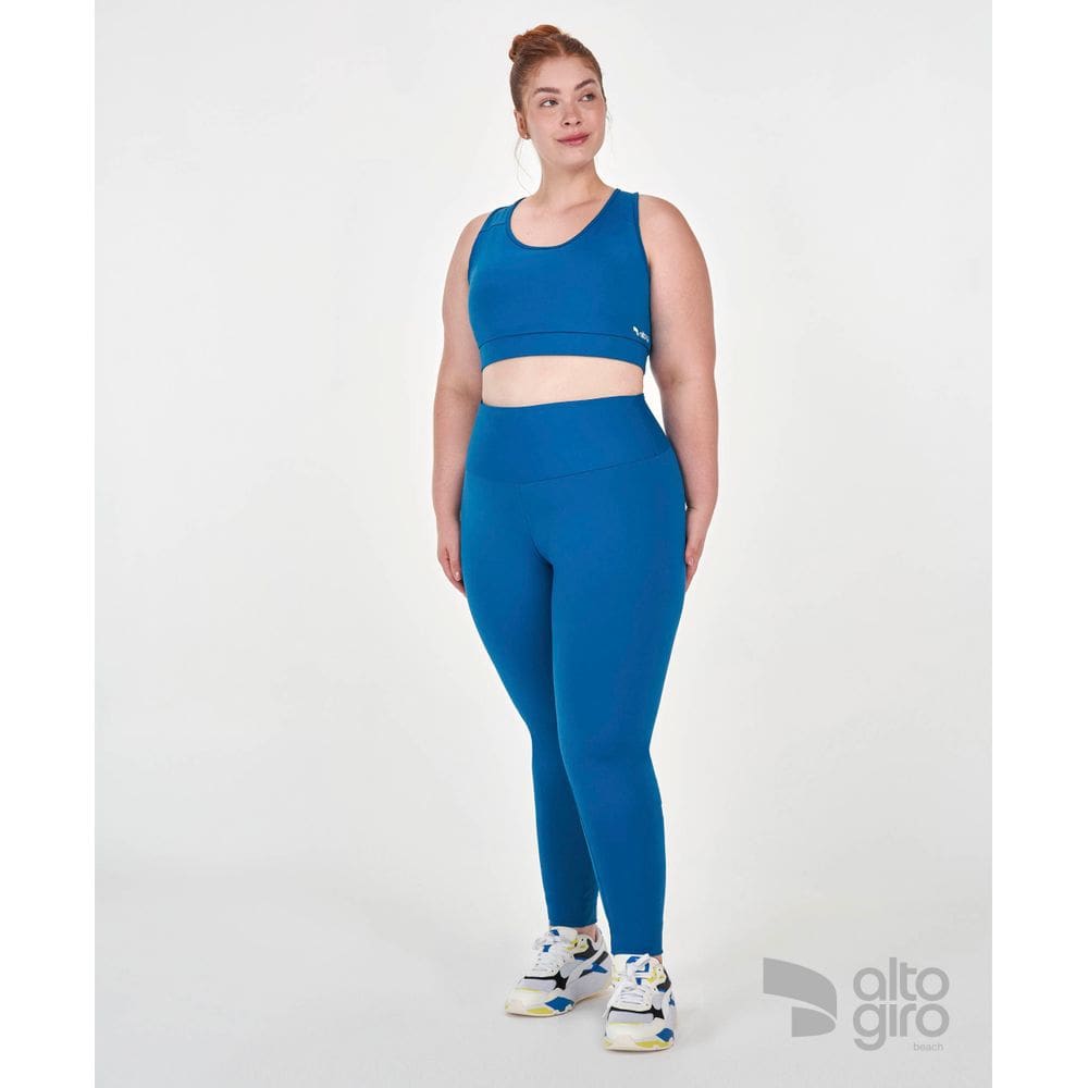 Conjunto Legging Cos+Top Plus Size Alto Giro Azul M+ (50/52)
