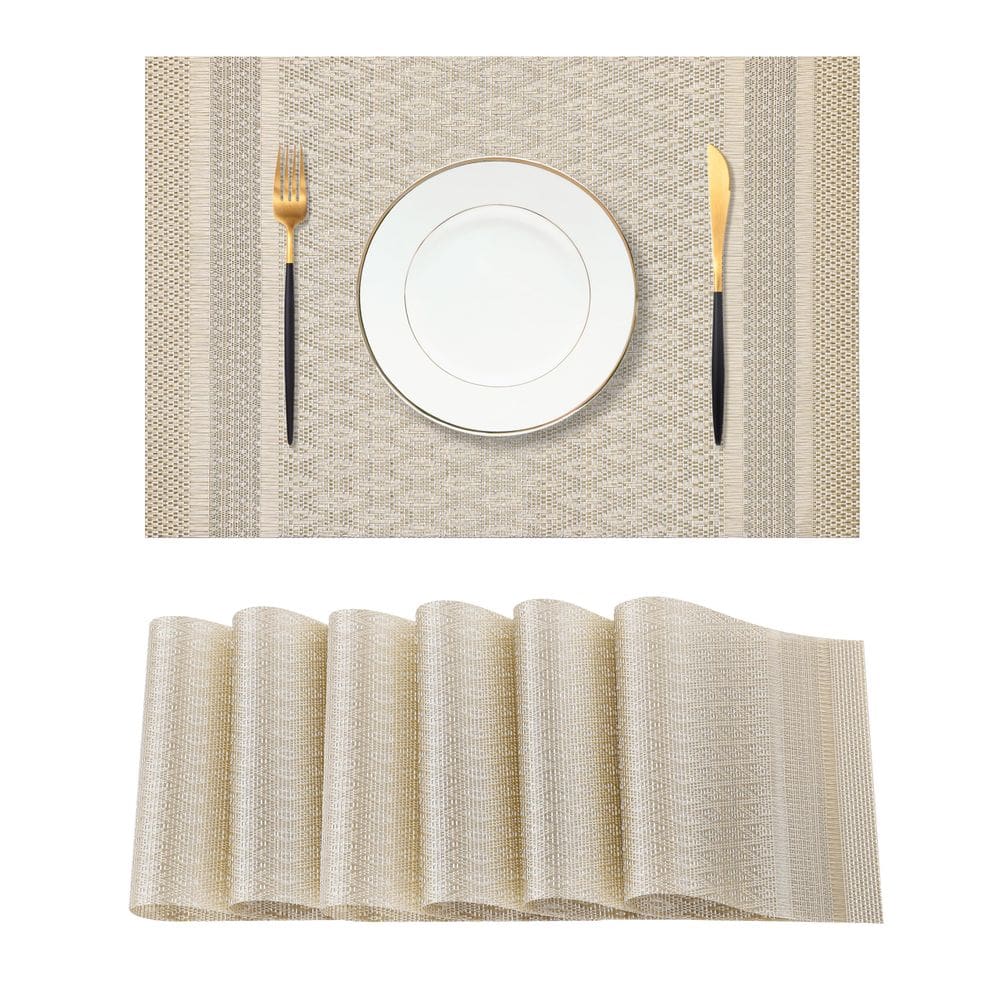 Placemats Leetaltree Stardust Yellow, conjunto de 6 tecidos de vinil de PVC