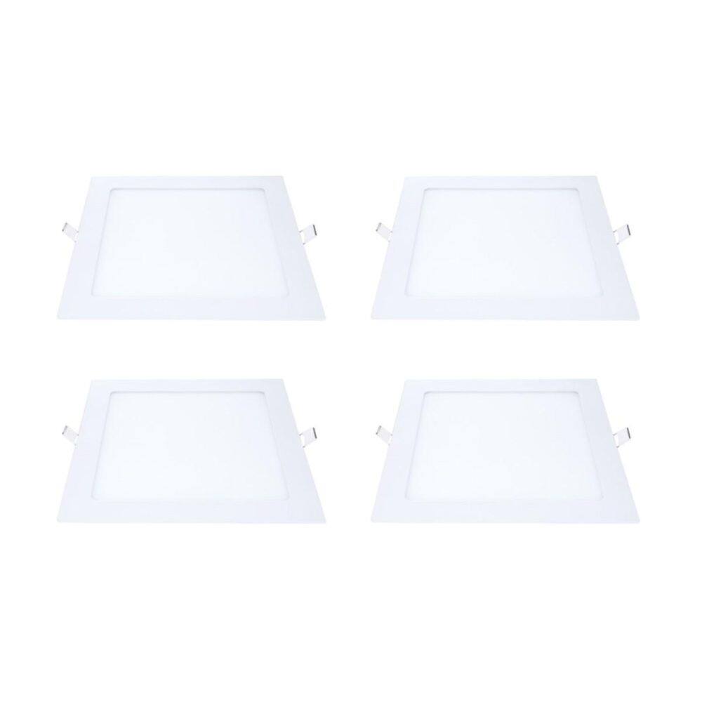 Kit 4 Painel Led Embutir Quadrado Luz Neutra 4000K 24W 29Cm