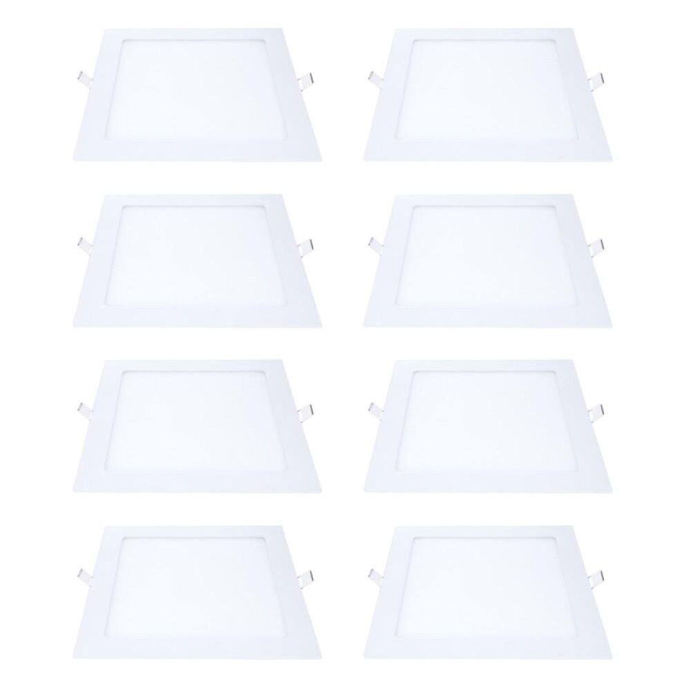 Kit 8 Painel Led Embutir Quadrado Luz Neutra 4000K 18W 22Cm