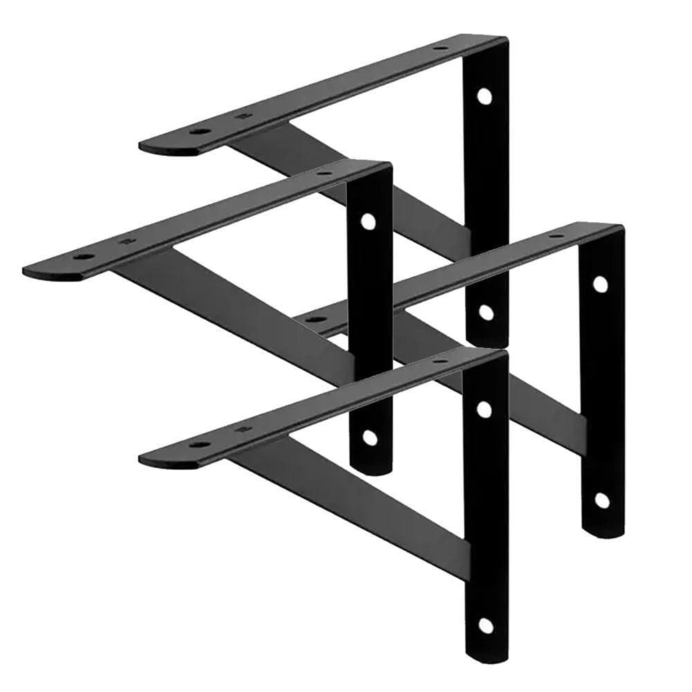 Kit 4 Suporte Prateleira Mão Francesa Aço 29Cm Preto Fertak