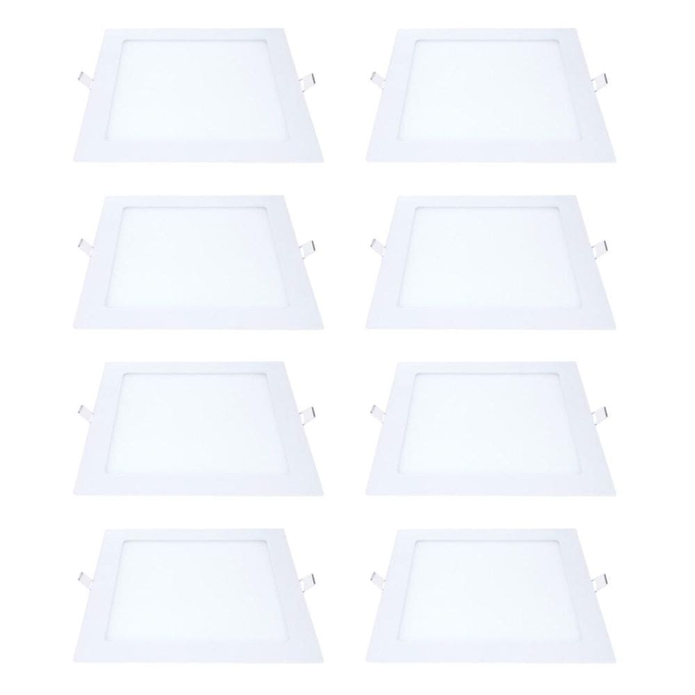 Kit 8 Painel Led Embutir Quadrado Luz Fria 6500K 18W 22Cm