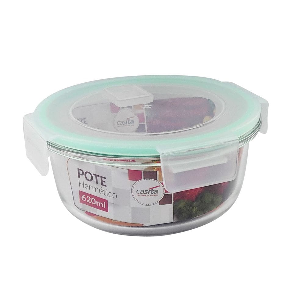 Pote de Vidro 620ml com Fechamento Hermético 4 Travas Marmita Forno ou Freezer Microondas