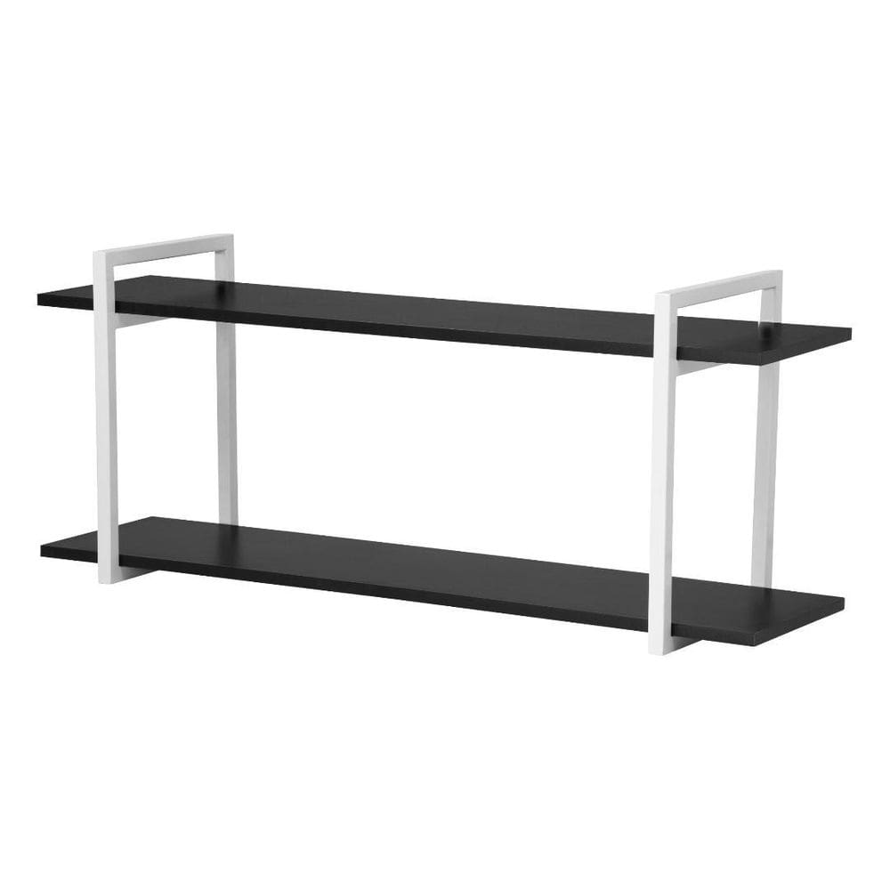 Nicho Banheiro Branco Com Prateleiras Preto 80Cm