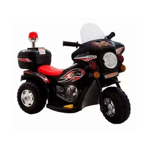 imagem-Mini Moto Elétrica Preta Com Luz Sons E Farol 6V4Ah