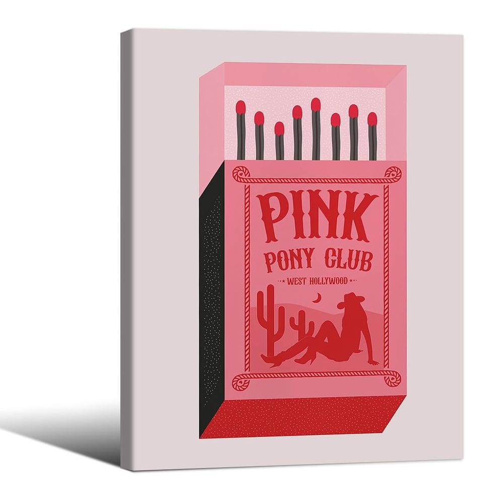 Arte de parede em tela Vintage Pink Pony Club Match Box Cowgirl