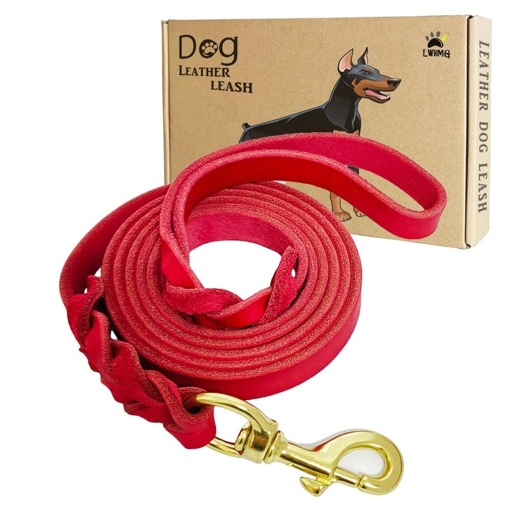 Coleira de cachorro LWBMG Leather de 6 pés para cães pequenos, médios e grandes