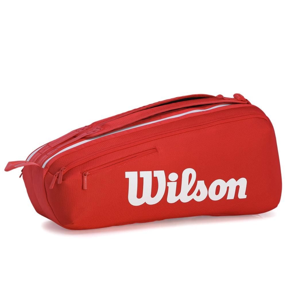Raqueteira Wilson Super Tour 6Pk Vermelha e Branca