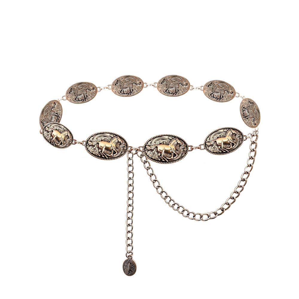 Chain Belt TOPACC Rodeo Belts para mulheres Bronze Western