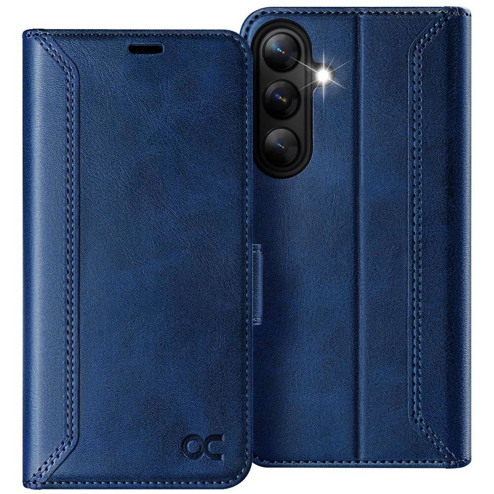 Capa tipo carteira OCASE compatível com Galaxy S25 6.2" 2025 azul