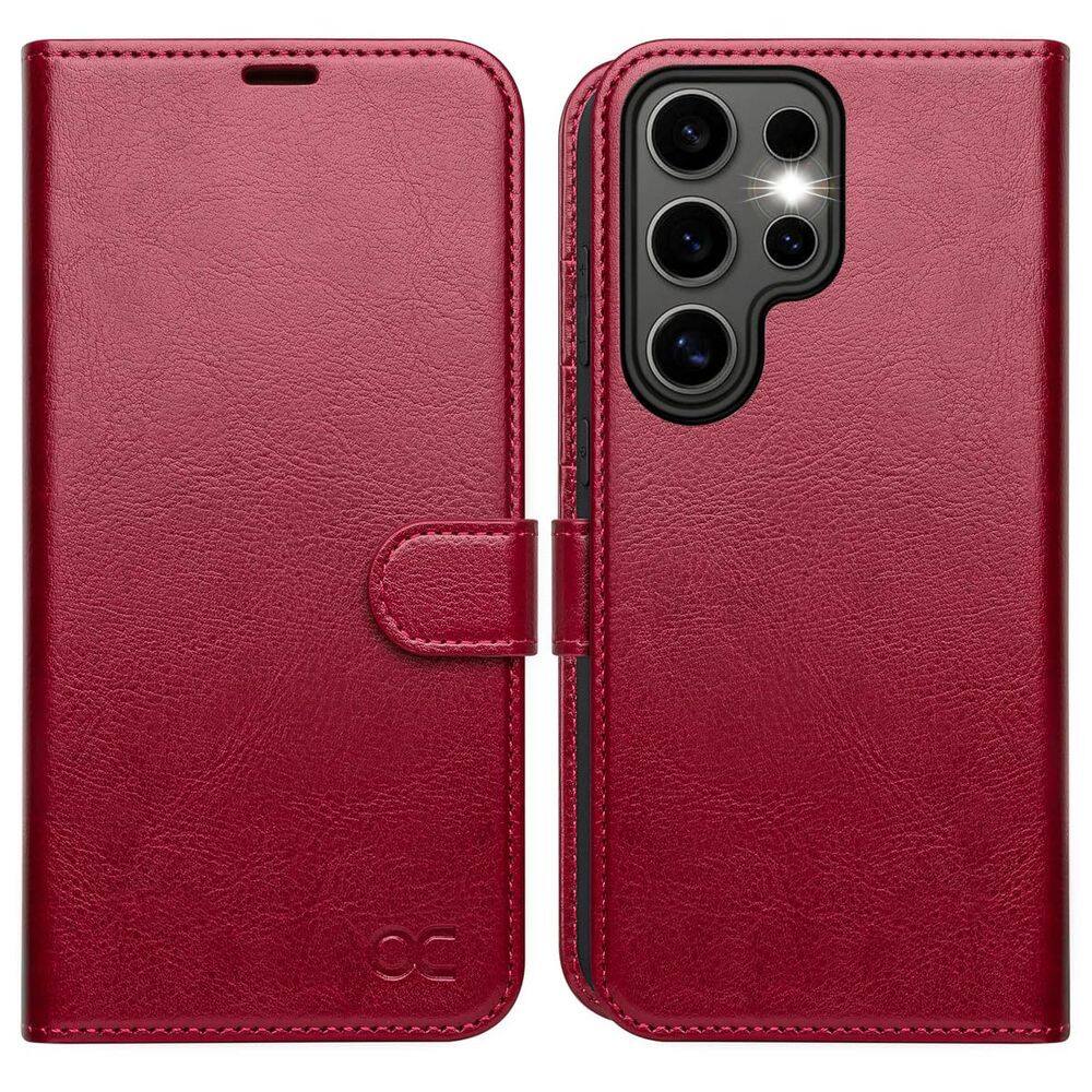 Capa tipo carteira OCASE compatível com Galaxy S25 Ultra 6,9" vermelha