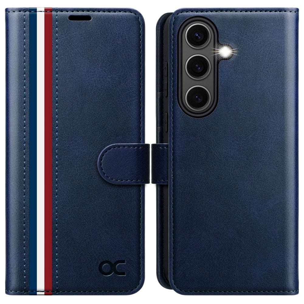 Capa tipo carteira OCASE compatível com Galaxy S25 6.2\" 2025 azul