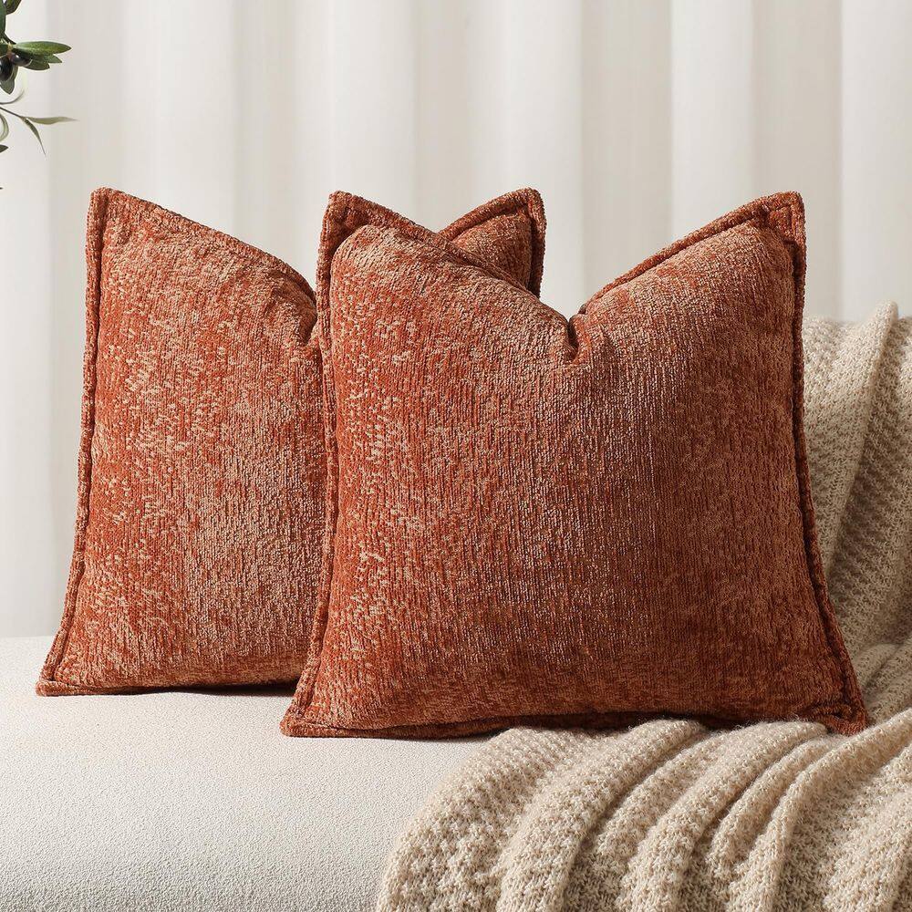 Capas de almofada DEZENE Burnt Orange Chenille 40 x 40 cm (pacote com 2)