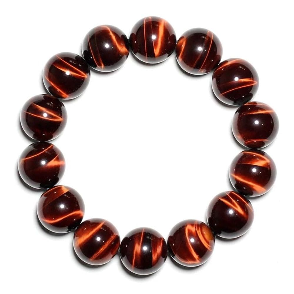 Pulseira Tahlga Red Tigers Eye de 16 mm para homens com pulso grande