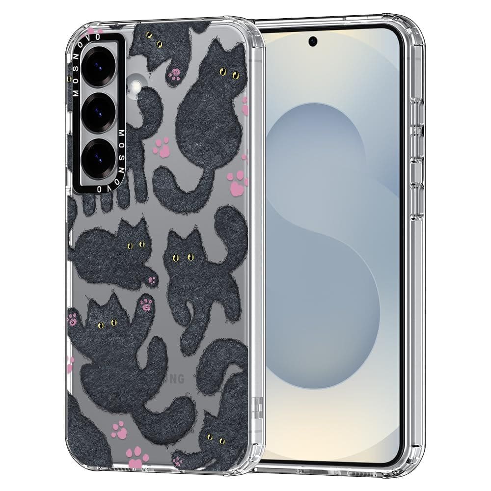 Capa de telefone MOSNOVO para Samsung Galaxy S25 Plus Black Fluffy Cat