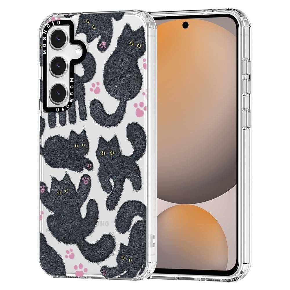 Capa de telefone MOSNOVO para Samsung Galaxy S24 FE Black Fluffy Cat